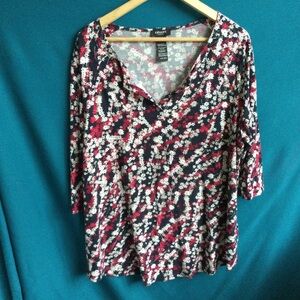 Olsen 3/4 Sleeve Viscose Blend XL T-Shirt Tunic Dark Berry Floral